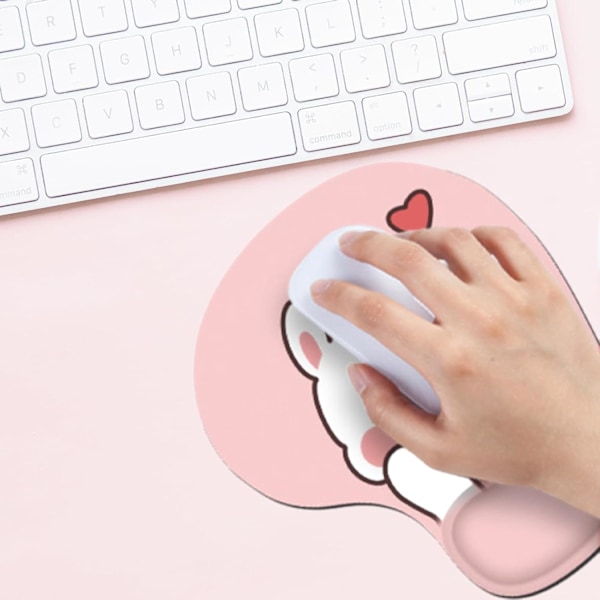 Kanin Kärlek Hjärta Musmatta Handledsstöd Rosa Söt Handledsstöd Kawaii Skrivbordstillbehör Halkfri Ergonomisk Musmatta för Kontor