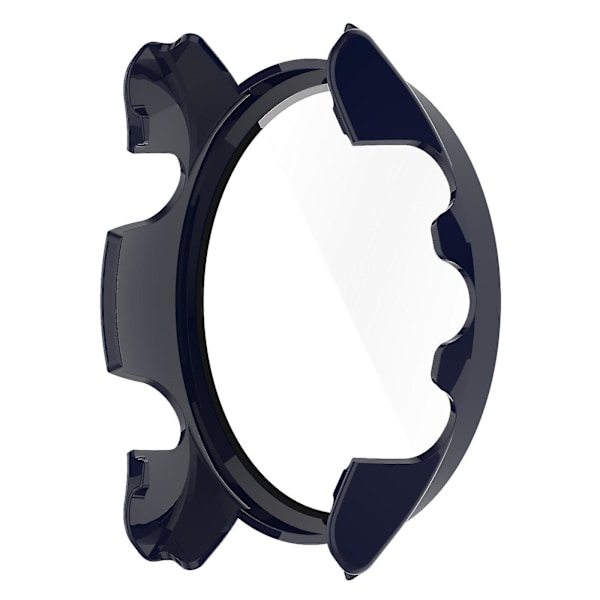För Garmin Forerunner 255 Anti-repa Anti-fall Hårt PC Klockfodral Skyddande Skal med Härdat Glas Skärmskydd Midnight Blue
