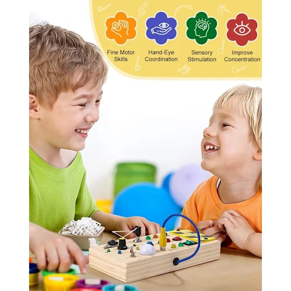 Aktivitetstavla för barnleksaker 1, 2-3 år, Montessori-spel i trä