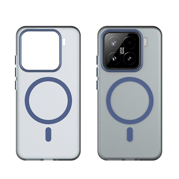 Til Xiaomi 15 Cover Kompatibel med MagSafe TPU PC Slankt Mat Gennemskinneligt Telefon Cover - Mørkeblå Dark Blue