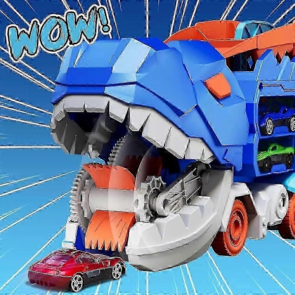 Dinosaurtransport med metalbiler, City Dinosaur Ultimate Hauler Track Legetøj 8 cars