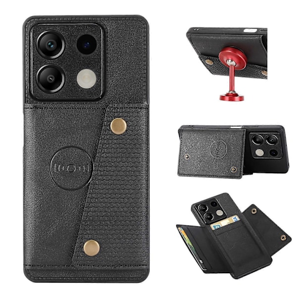 För Xiaomi Redmi Note 13 5G Fodral PU Läder+TPU Anti-fall Telefonskal med Korthållare Style D