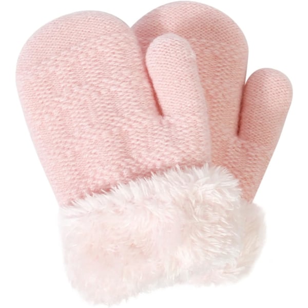 (Lys Pink Størrelse:S)Barnestrikkede handsker Damevanter