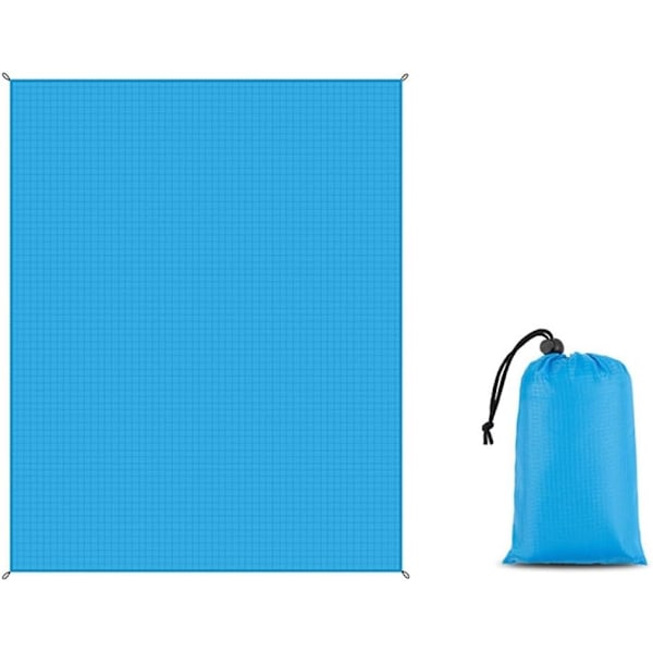 Strandmatte, Piknikpledd Vanntett 140X200 Cm Piknikpledd Strandmatte Egnet For Strandcamping Fotturer Kompakt Lettvekt Blue
