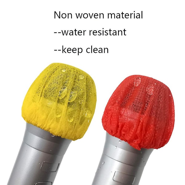 100 st Mikrofonhygienskydd, Icke-vävt Handhållet Mikrofonskydd Vindruta Skyddande Kåpa - Red Yellow