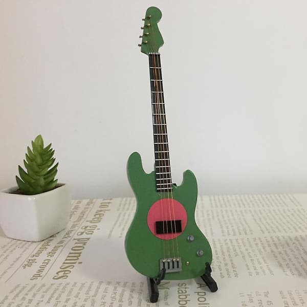20 cm Miniature Elektrisk Basguitar Model i Træ