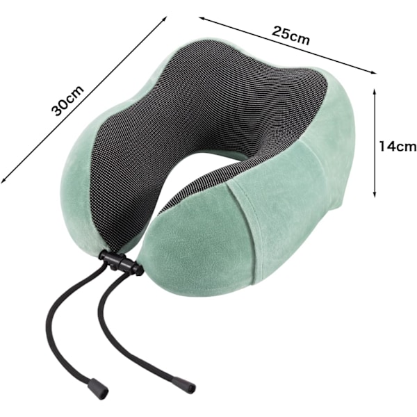 Resekudde Nackkudde Memory Foam Mjuk Komfort och Stöd Rese Flyg Nackkuddar, U-formad Kudde för Sömn Green
