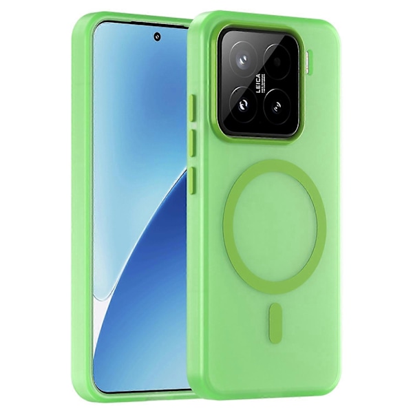 For Xiaomi 15 Deksel Kompatibelt med MagSafe TPU PC Slim Matt Gjennomsiktig Telefondeksel - Grønn Green