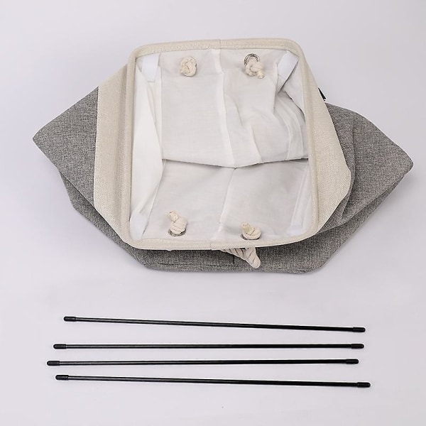 Stor sammenleggbar klesvaskur vasketøypose beige + grå 40*30*50cm