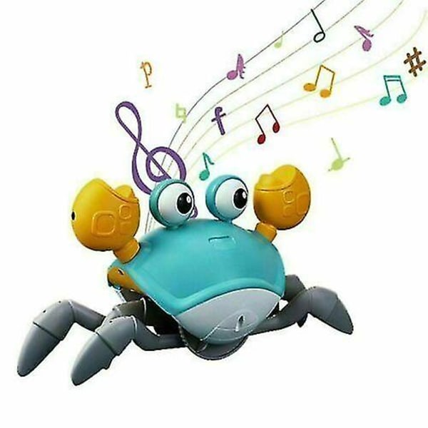 Elektrisk Kravlelegetøj + Musik LED Lys USB Genopladelig - Blue Crab