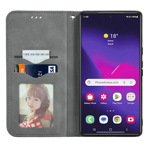 Retro Magnetiskt Läder Skal med Hudkänsla Gray For Samsung Galaxy S25 Ultra 5G