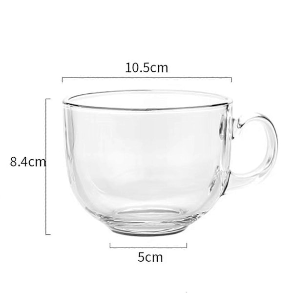 Glas Bred Mun Kaffemugg, Jumbo Glasmuggar Med Handtag För Kaffe, Te, Soppa, Klar Drickskopp 1pcs
