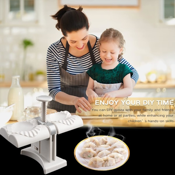 Automatisk Dumpling Maker, Dubbelhuvud Dumpling Press Maskin Form, Rostfritt Stål Köksredskap för Dumpling Tillverkning, Gör Två Åt Gången