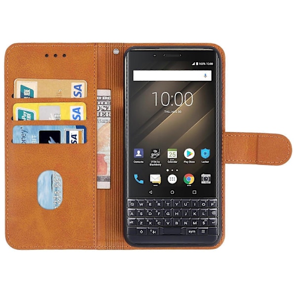 Læder telefoncover til Blackberry KEY2 Brown
