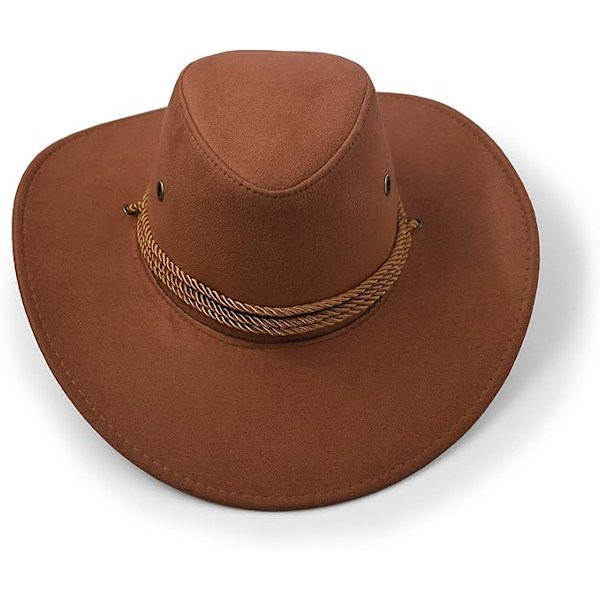 Cowboyhatt, Solhatt Faux Läder Suede Resekeps Westernhatt Utomhus Solskydd