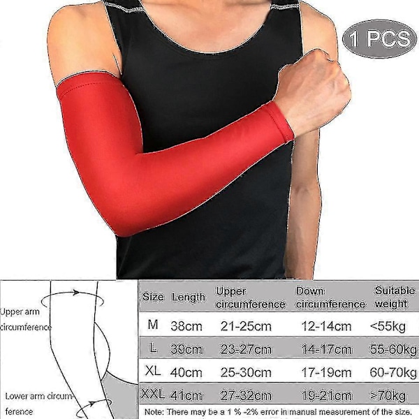 Andningsbara, snabbtorkande, UV-resistenta löparärmar, basketarmbågsskydd, träningsarmbågsskydd HY A Red XL