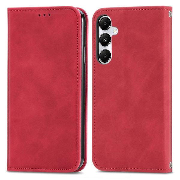 Retro Magnetiskt Läder Skal med Hudkänsla Red For Samsung Galaxy A35 5G