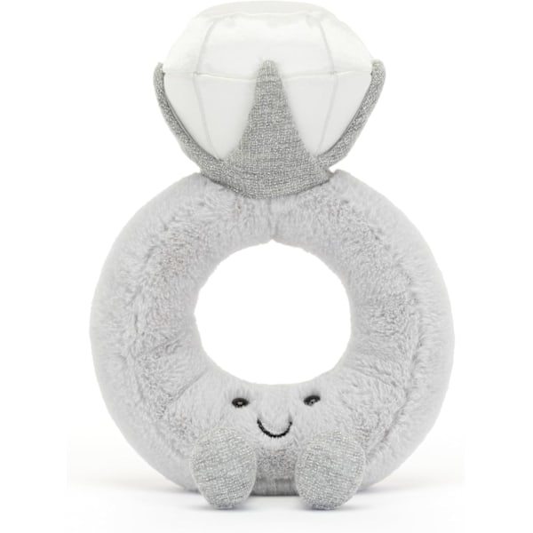 Jellycat Amuseables Diamant Ring Plyslegetøj, 20 cm | Vielsesring Plys | Forlovelses- og Bryllupsgave