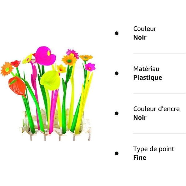 (10 st) Blomkulspetspenna Set Svart 0,5 mm Gräs Gelpenna Skola Barn Student Present Av Tily