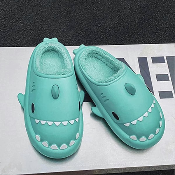 Vinterhaj Sutsko Hajesko Herre Og Dame Memory Foam Sød Tegneserie Plysset Fluffy Varmt Forede Sutsko Green 38-39