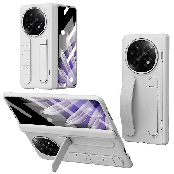 Skal med Stöd och Armband i PC med Härdat Glas Film för Oppo Find N5 5G - Vit White