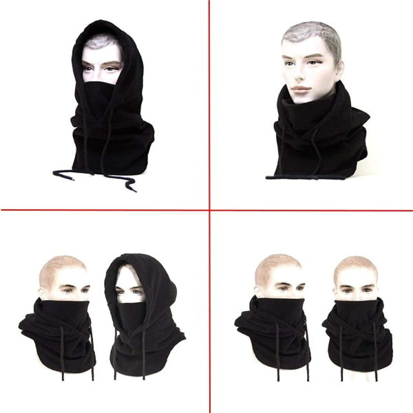 Ski Mask Balaclava Hatt i (Svart) Multifunktionell fleece för