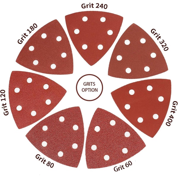 70 Trekanter Krog og Løkke Sandpapir 6 Huller Grit 60/80/120/180/240/320/400 Trekant Sandpapir Sæt Trekant Sander Trekant Sander
