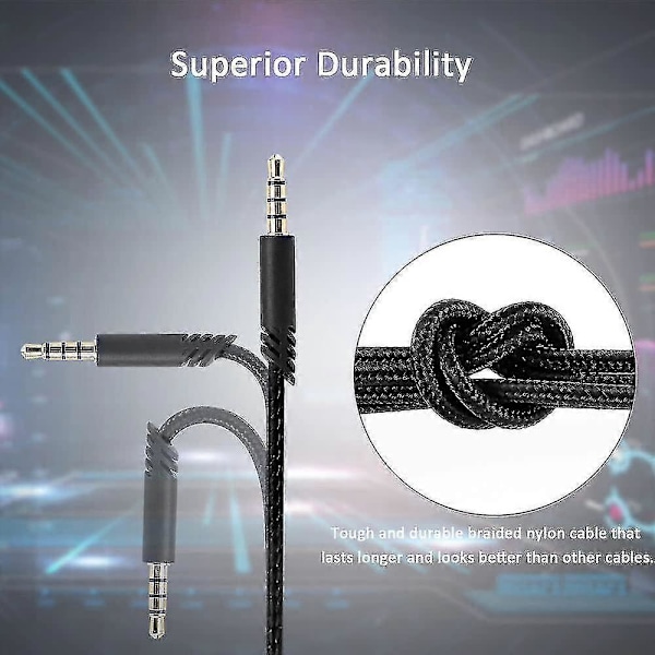 Erstatnings A10-kabel Kompatibel med Astro A10 Headset, Qjyth A10 Inline Volum Lydkabel for Astro A10/a40/a40tr Gam