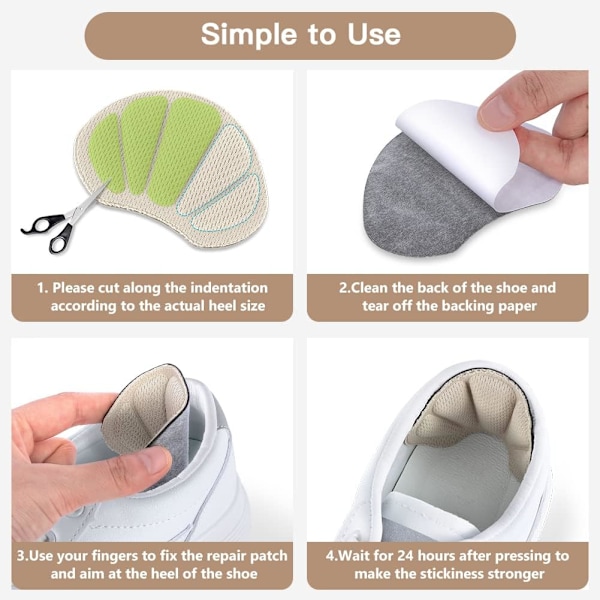 2 paria lenkkarien korjauspaikkoja, kantapääpaikka, kengän kantapään korjaus lenkkari, nahkan kantapääsuoja, kantapääpehmusteen korjaus useimpiin tyyppeihin beige 2pcs