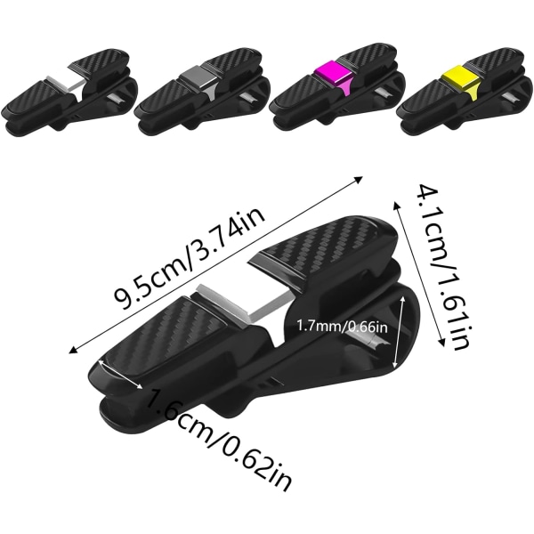 Brilleholdere til bil, sett med 5, solskjermbrilleholder