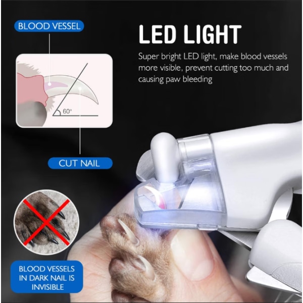 Dog Negle Clipper - Negle Clipper med LED Lys til Hunde og