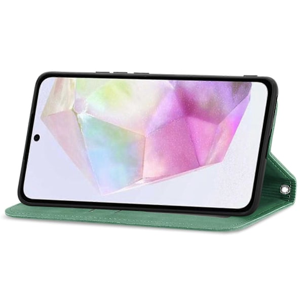 Retro Magnetiskt Läder Skal med Hudkänsla Green For Samsung Galaxy A35 5G