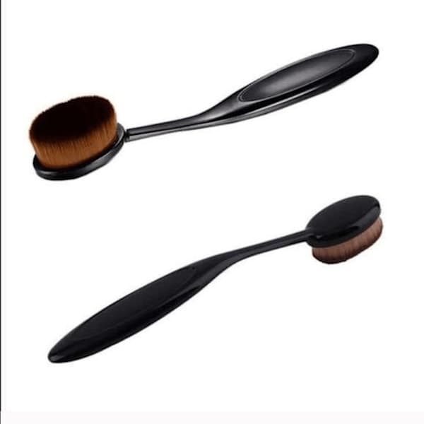 2 stk. Oval makeupbørste Linear 6 l Oval børste l Pro l Sort sort 15 cm,A