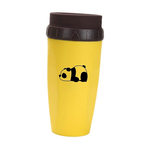Bärbar Coverless Twist-mugg med isolerad kaffekopp i rostfritt stål panda yellow