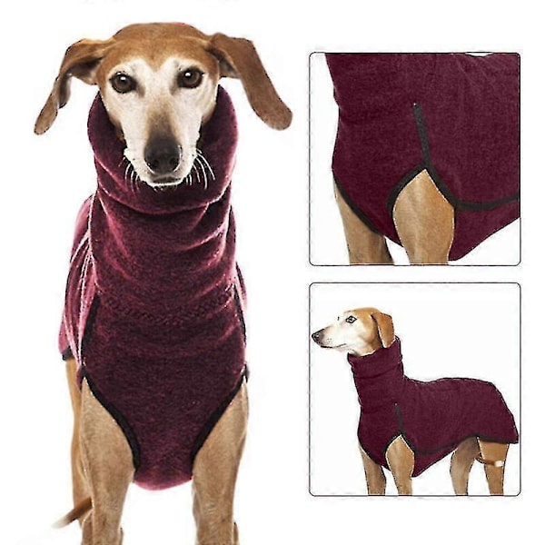 Vintertröja för hund med hög krage Greyhound Whippet Kläder Lurcher Kappa Wine Red 4XL
