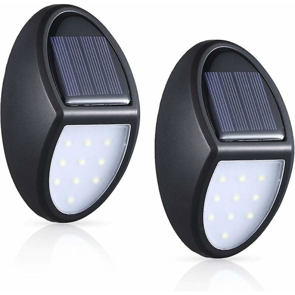 Solar Lights Outdoor, 2 Pack 10 LED Solar Lights Led Wall Lights, IP65 Waterproof Solar Powered Outdoor Lights with Twilight Sensor for Patio, Garden