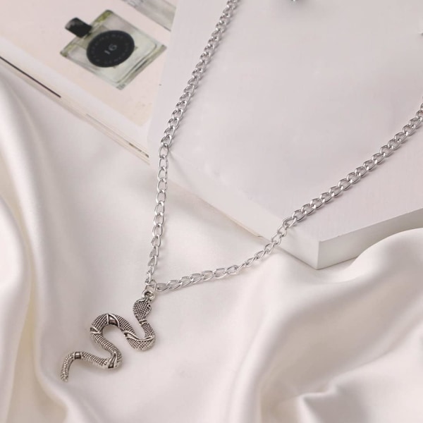 Retro Silver Snake hänge halsband Snake hänge halsband