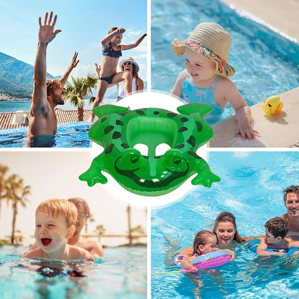 Svømmering - Oppustelige Pool Legetøj til Børn | Sjov Vandring Dyre Pool Ring med Lysende Øjne Frø, Ride on Pool Party, Komfortabel green sitting circle