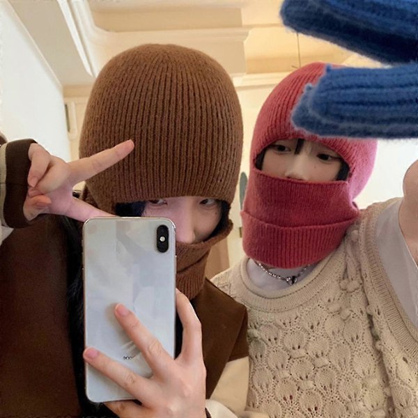 Stickad Balaclava Huvtröja Hatt Halsduk Ski Balaclava Cykel Balaclava Nackvärmare Coffee