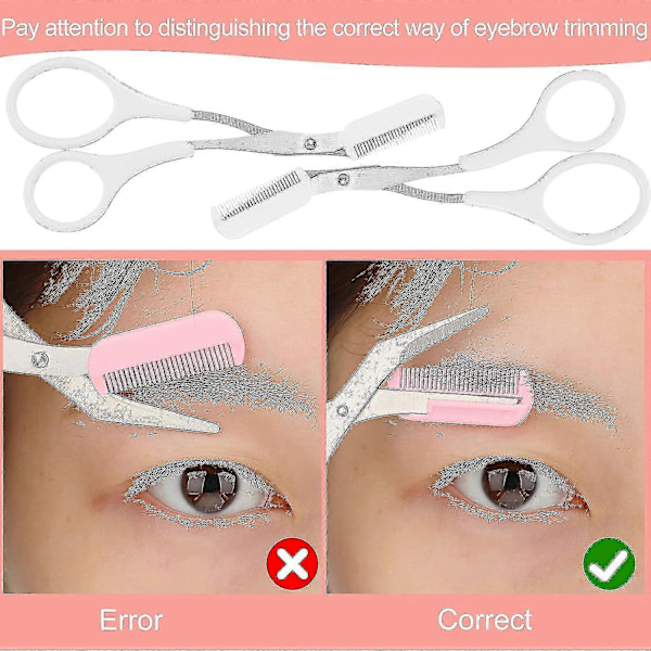 Øjenbrynstrimmer Saks med Kam Øjenbrynsformende Saks Skridsikkert Fingergreb Hårfjerning Plejetilbehør Til Mænd Kvinder (sort, Pink, Blå)-C White