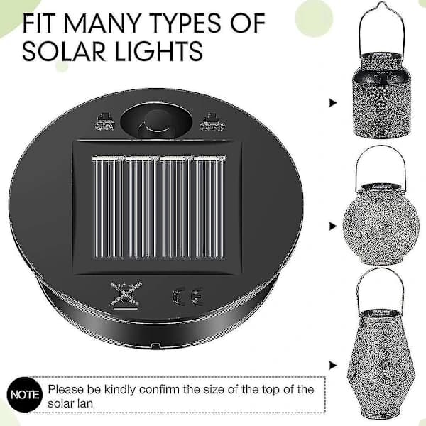 6 stk solcellelamper erstatningstopp 7 solcellelykt deler LED solcellepanel lyktlokk lamper for utendørs bruk