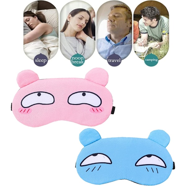 2-pack Söta Sovmasker, Mjuka Fluffiga Sovmasker Vilo-ögonmasker Rese-sovmasker Barn Pojkar Flickor Damer Män Universal