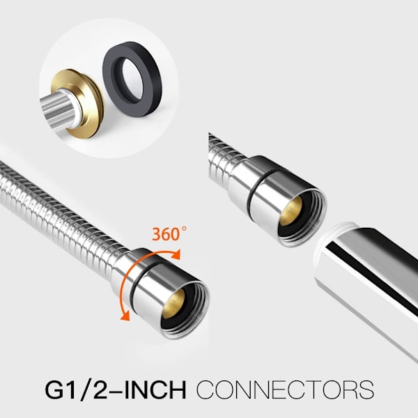 Duschmunstycke, Högtrycksduschmunstycken med 6 Lägen, Endast Kraftfullt Duschmunstycke, Universellt Vattenbesparande Stort Duschmunstycke Silver Shower Head and Hose