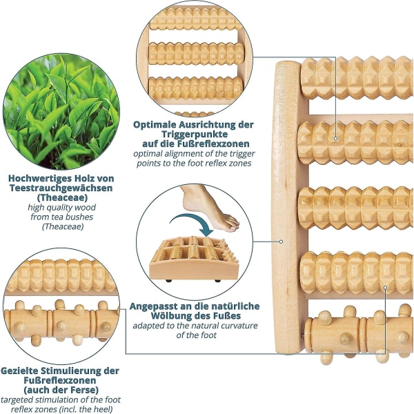 Trefotmassasjer i tre - massasjerulle for plantar fascitt er et tilbehør til fotmassasjeapparater