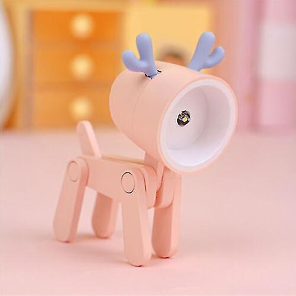 Mini Tegneserie Dyr LED Skrivebordslampe Bærbar Justerbar Sød Kæledyrs Natlampe pink deer