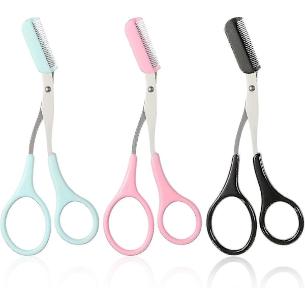 Øjenbrynstrimmer Saks med Kam Øjenbrynsformende Saks Skridsikkert Fingergreb Hårfjerning Plejetilbehør Til Mænd Kvinder (sort, Pink, Blå)-C black pink blue