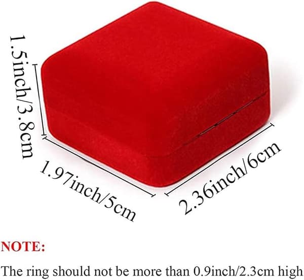 Sammet Ringbox med LED-ljus Smyckesdisplay Presentförpackning för Frieri, Förlovning, Bröllop Red