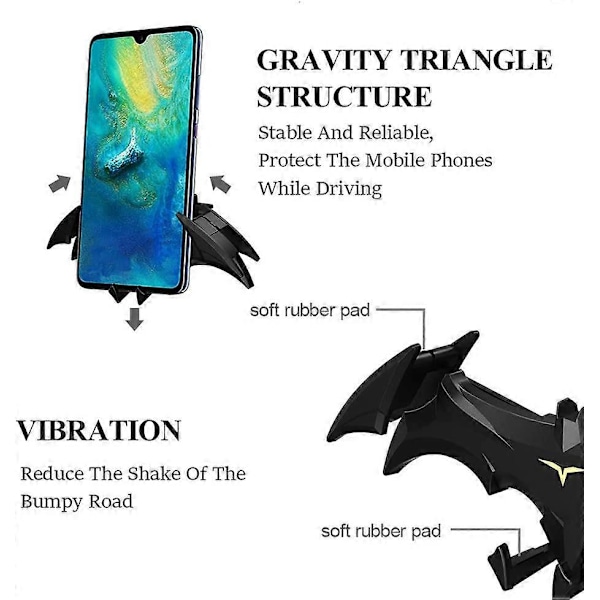 Bilventil Fladdermushållare Kreativ Fladdermus Biltelefonhållare Universal Gravity Automatisk Låsning Hands Free