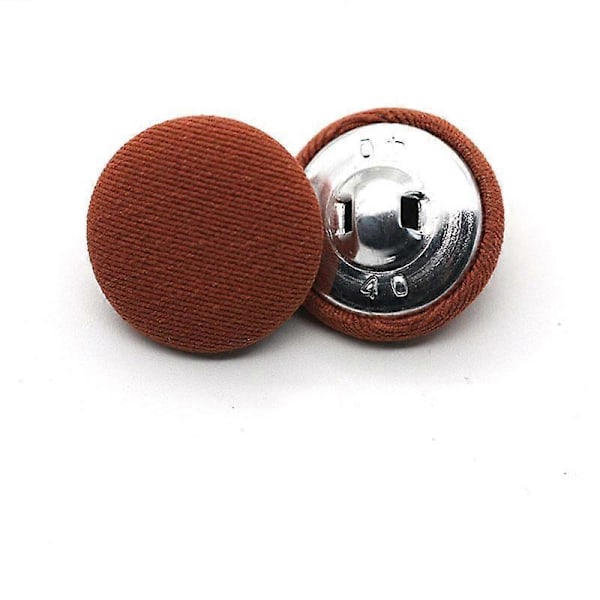 10 st Kläder DIY Runda Dekorativa Klänningsskjorta Tygklädda Tyglappar Metallknappar brown 11MM