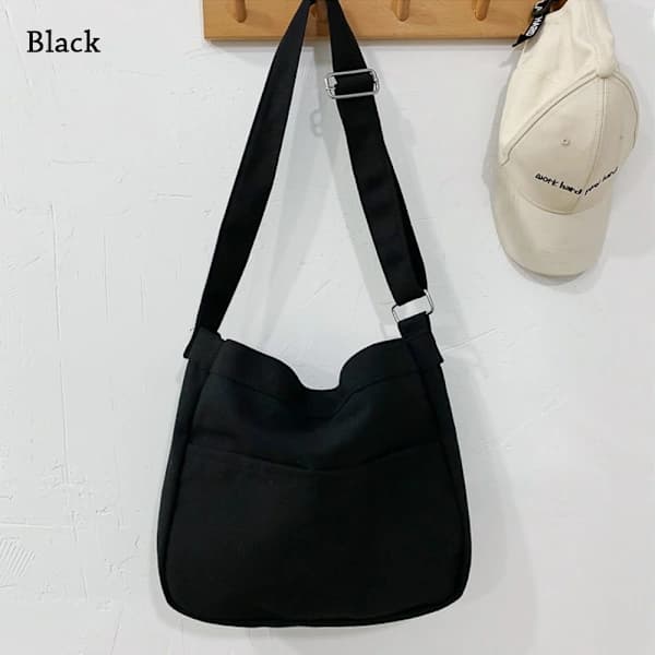Olkalaukku Canvas Käsilaukku MUSTA black